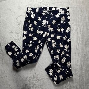 GAP Womens Navy Blue Floral Print Slim Fit Crop Pants Size 16